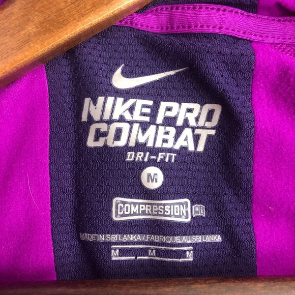 Nike Women's Size Medium Pro Combat Dri-Fit Compression Purple Active Pullover - Picture 7 of 11